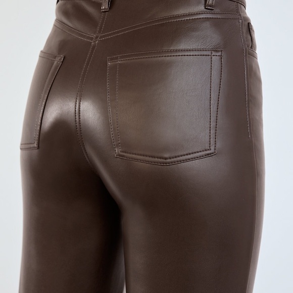 Aritzia Melina High-waisted, Vegan Leather pants in Rich Mocha Brown, Size 2 - Picture 2 of 10